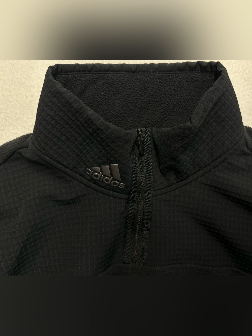 Adidas Women’s Small Black Quarter‑Zip Fleece Pullover – Textured Upper Panel - Picture 2 of 4